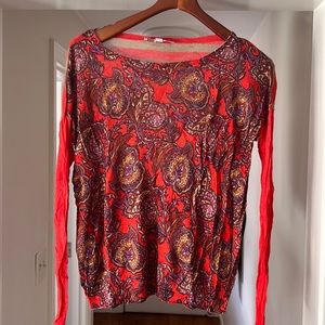 Ann Taylor Spring Sweater with beautiful purple and yellow floral design